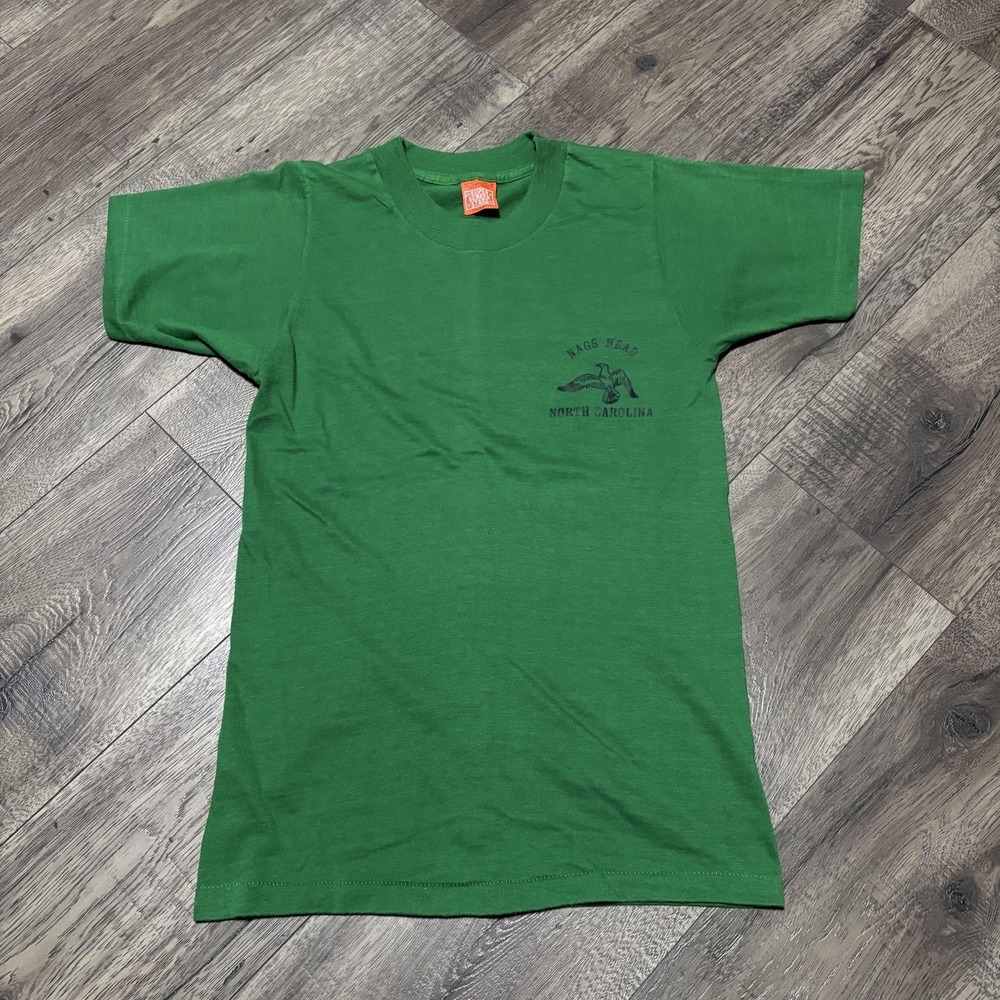 Vintage Nags Head NC Shirt Mens Small Green Super Screen Stars Made USA 80s